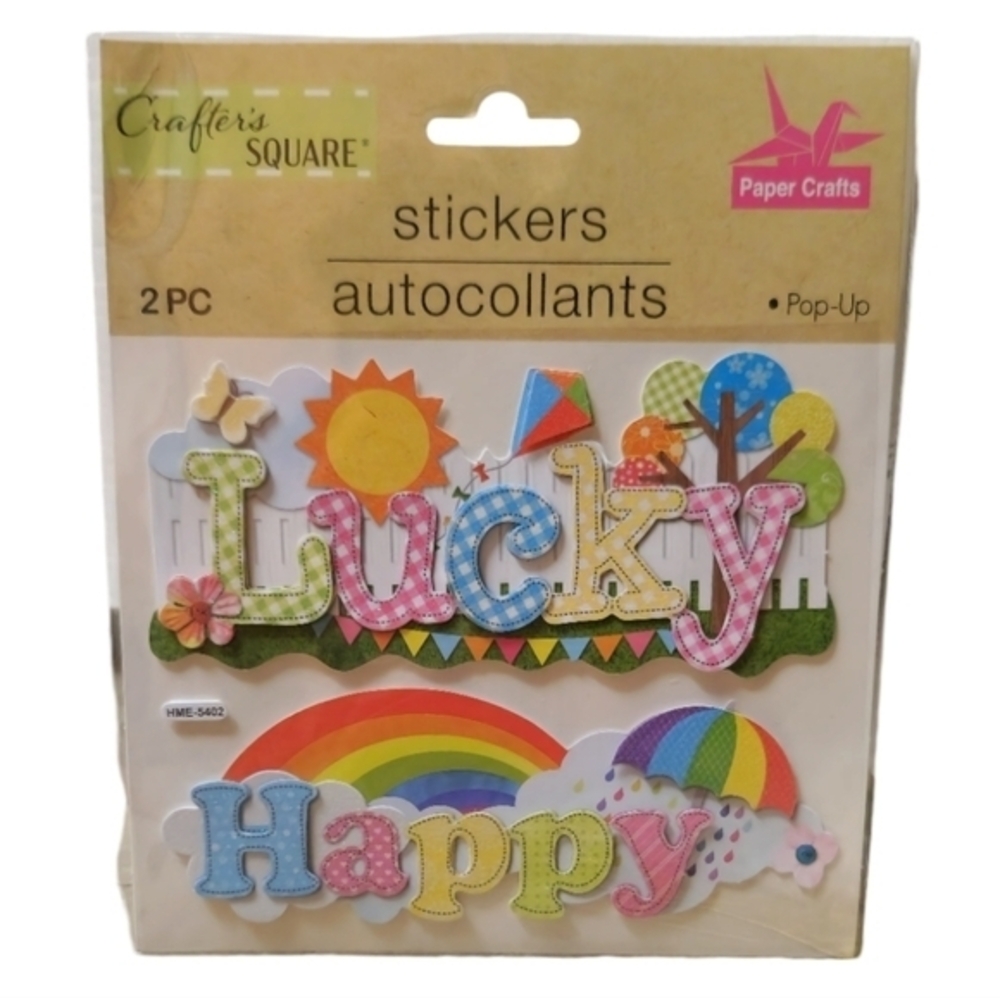 Crafter's‎ Square Dimensional 2PC Paper Happy Themed Stickers Scrapbooking
